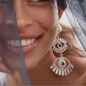 Anthropologie Protection Evil Eyes Drop Earrings